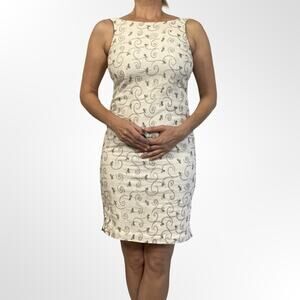 Vintage y2k Nine West embroidered sheath dress ivory womens 4